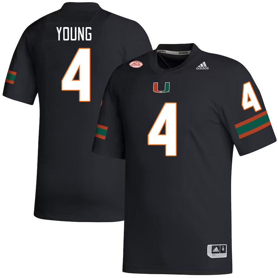 #4 Colbie Young Miami Hurricanes Jerseys Football Stitched-Black